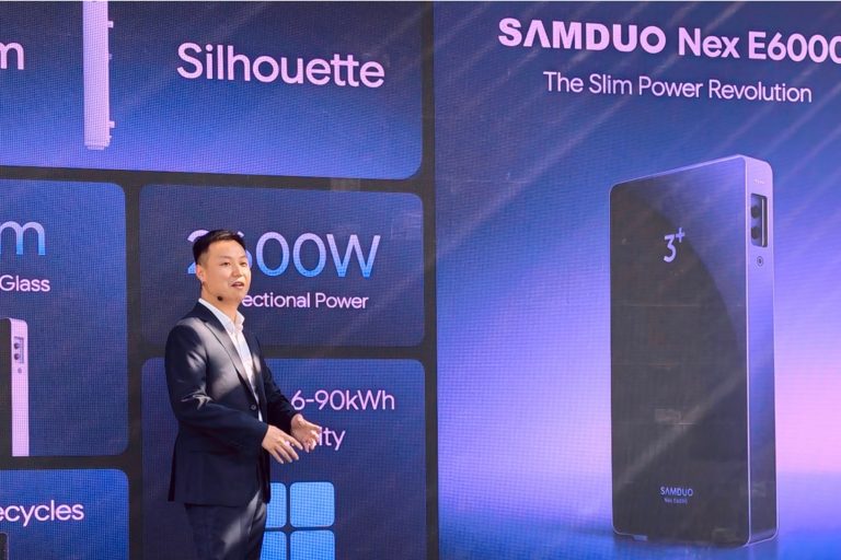 La présentation de Samduo Nex E600 à Amsterdam. (Photo Objets du futur)